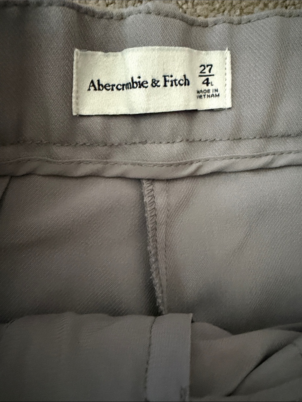 Abercrombie & Fitch Light Gray Pleated Wide-Leg Trousers - Picture 3 of 7